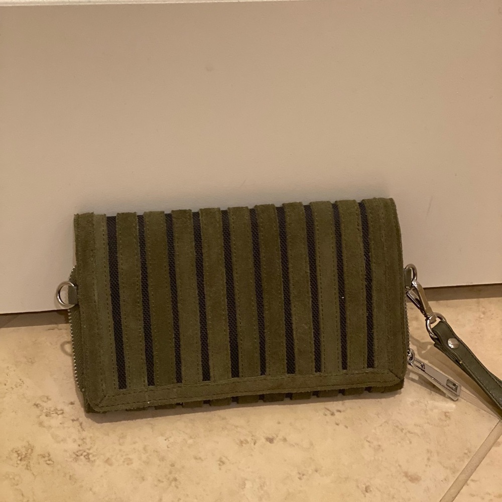 Suede Army Green Clutch